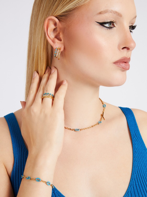 колие Guess Pop Links светло синьо
