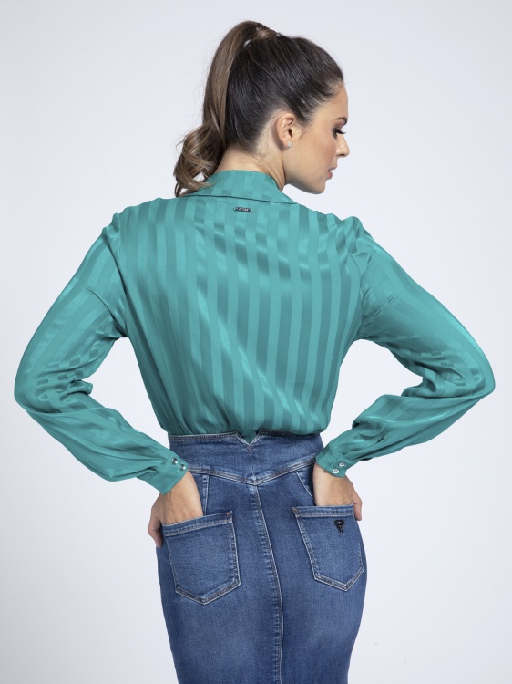 тениска на райе Guess Green