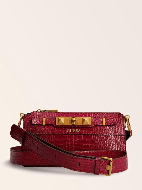 Raffie Croc Print Mini Crossbody Guess Purple