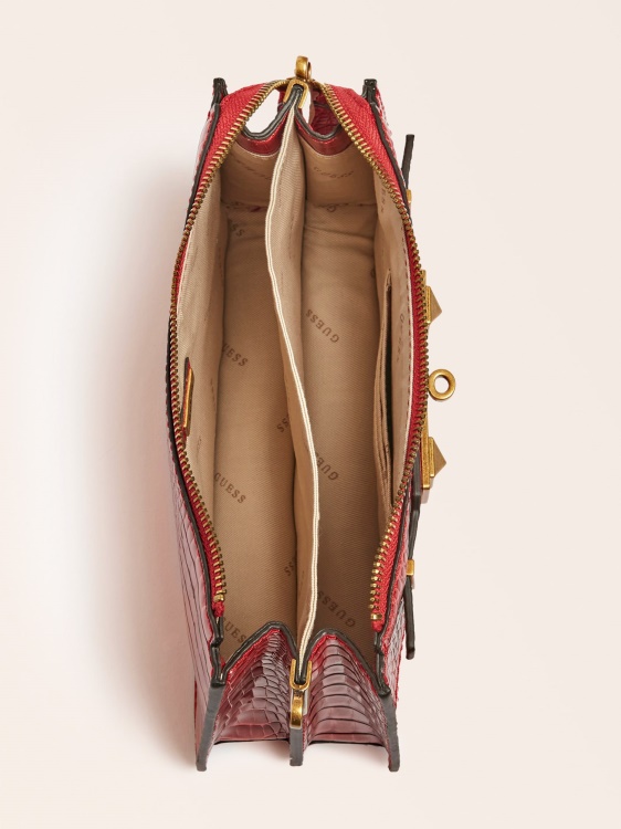 Рафи крокодил щампа мини Crossbody червено Guess