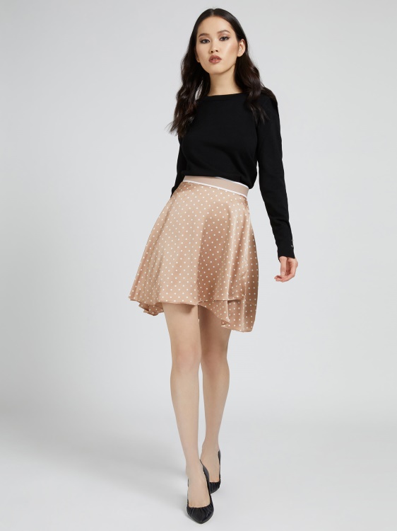 Guess сатенена пола с щампа на бежови точки