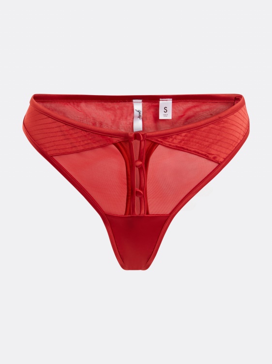 сатенена прашка с предно копче червено Guess