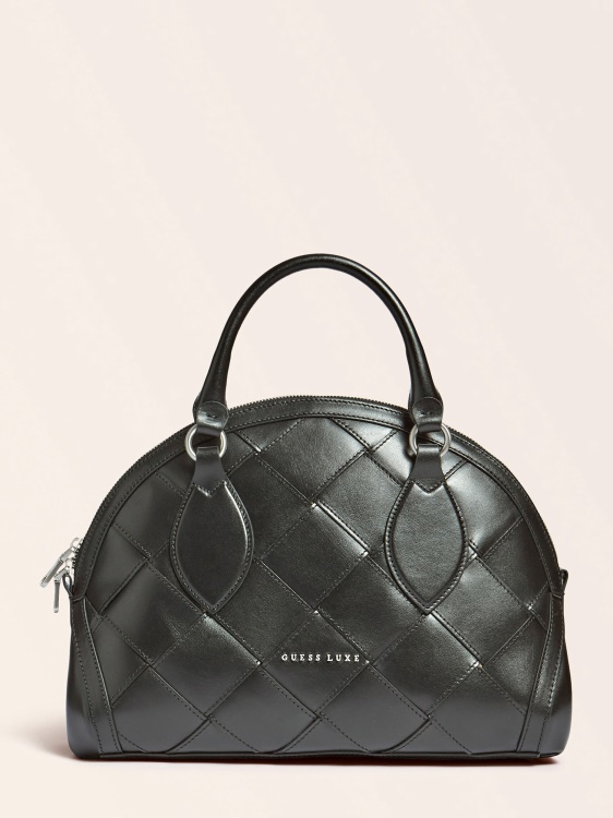 черна луксозна чанта от истинска кожа Giorgia Guess