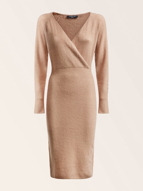 бежова рокля Guess от смес от вълна Marciano