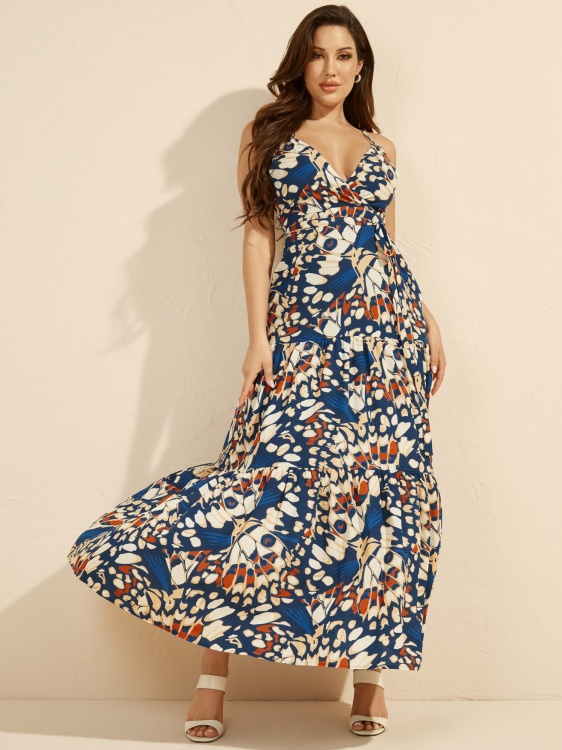 дълга рокля с принт Marciano Guess Blue Multi