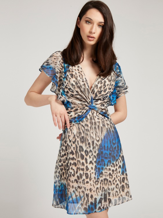 цяла рокля с волани Guess Animalier