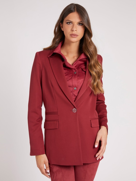 сако от смес от вискоза Guess червено