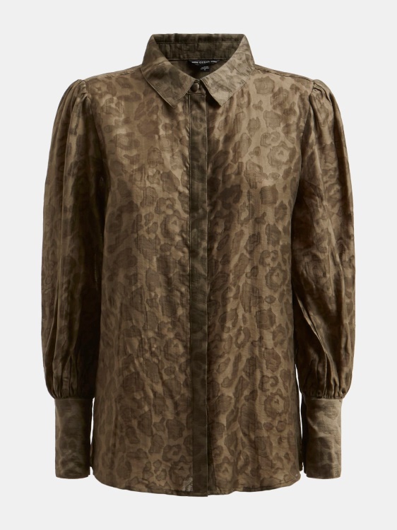 зелена риза с животински принт Guess