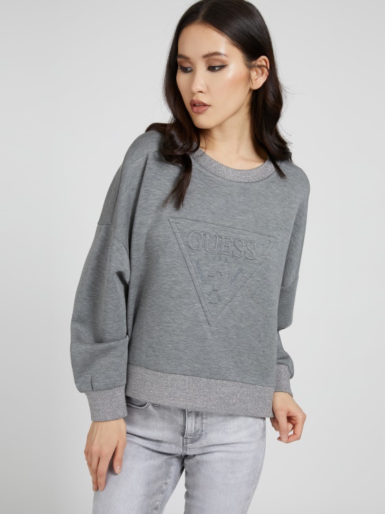 суичър с лого на сив триъгълник Guess