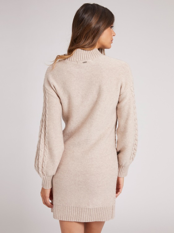 бежова рокля от вълнена смес Guess