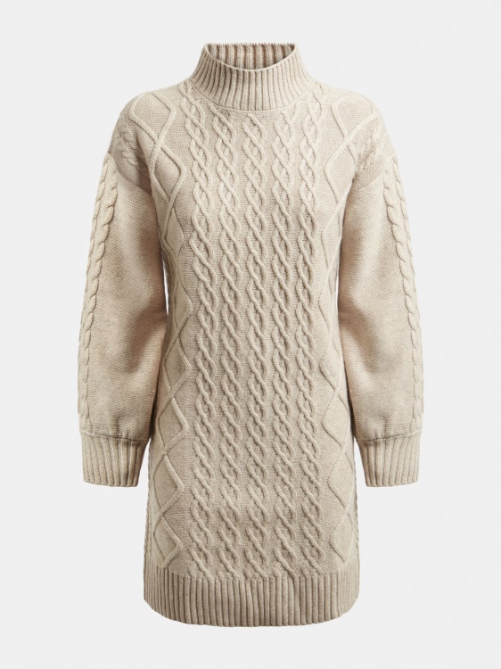 бежова рокля от вълнена смес Guess