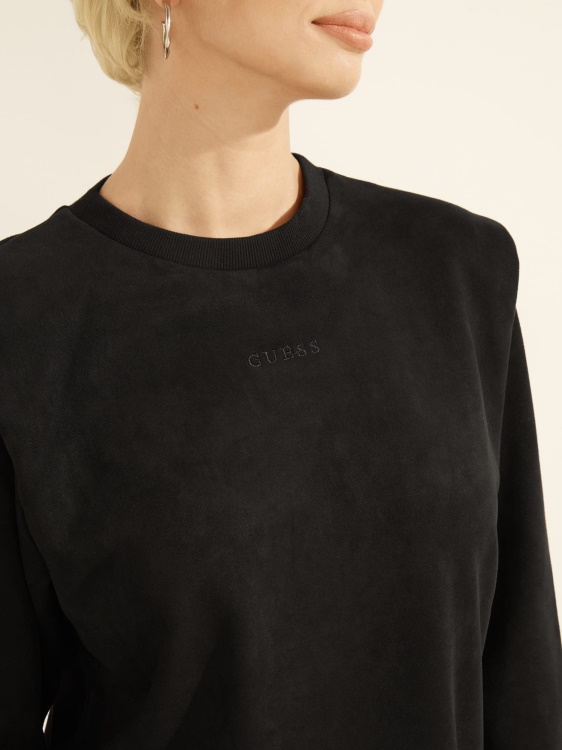 черна рокля от изкуствен велур Guess