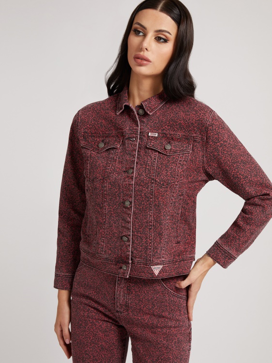 Guess редовно кройно дънково яке червено