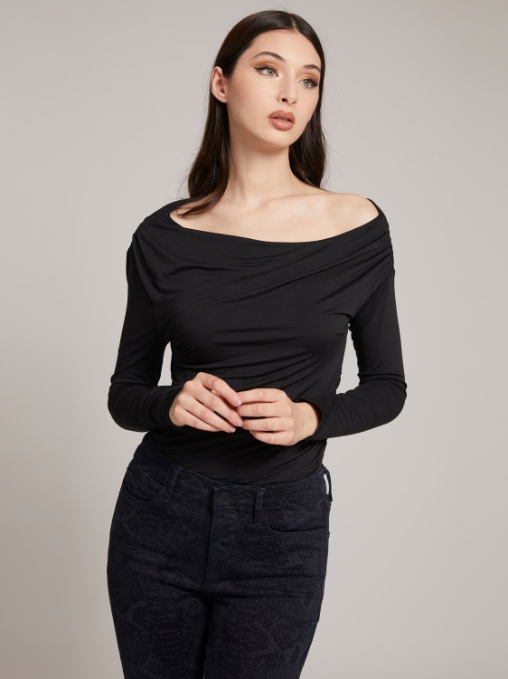 горнище с отворени раме Guess черно