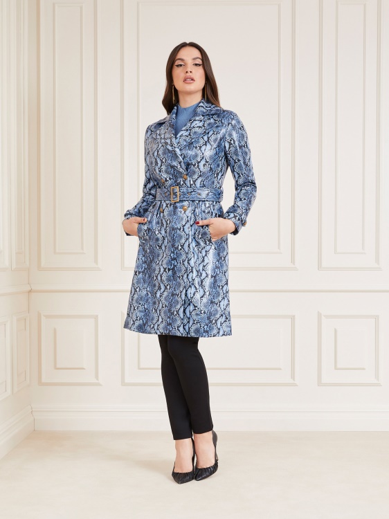 синьо Multi Marciano Phyton Print Trench Guess