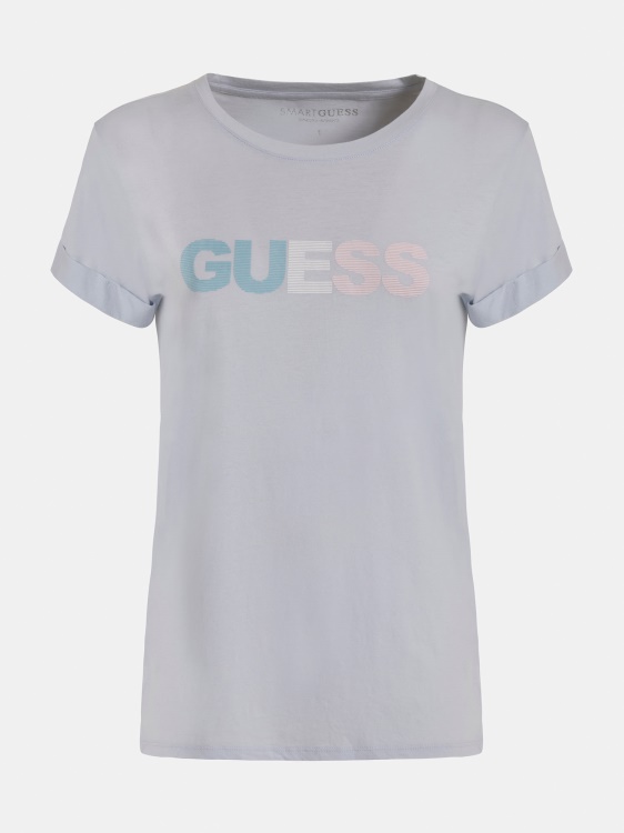 предна тениска с лого Guess светло синьо