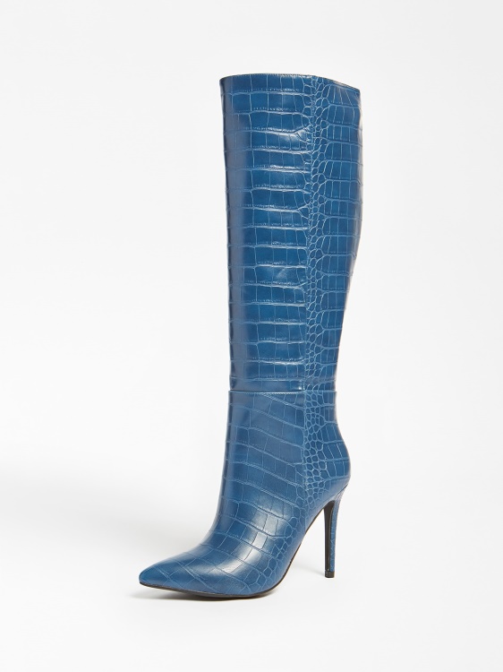 Blue Guess, високи ботуши с крокодил