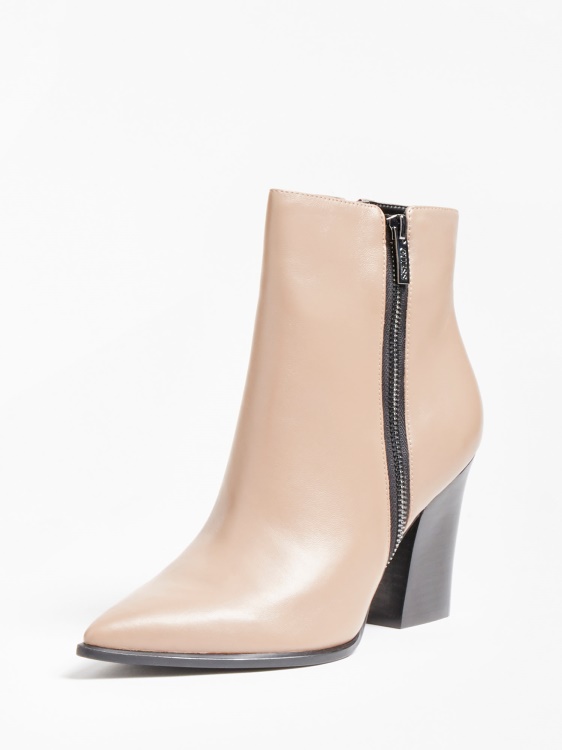 боти до глезена от естествена кожа Guess бежово