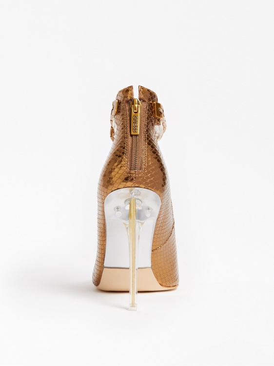 Guess бронзови стефи ламинирани съдебни обувки с вид на крокодил