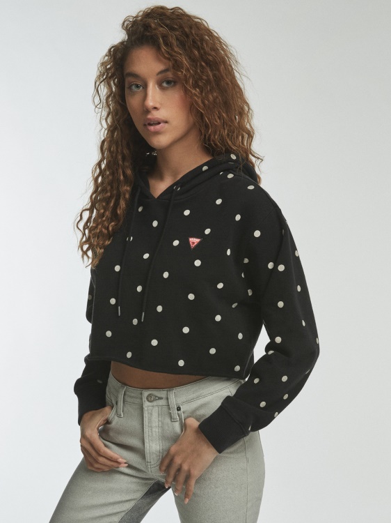 суитшърт Guess Polkadot, черен мулти