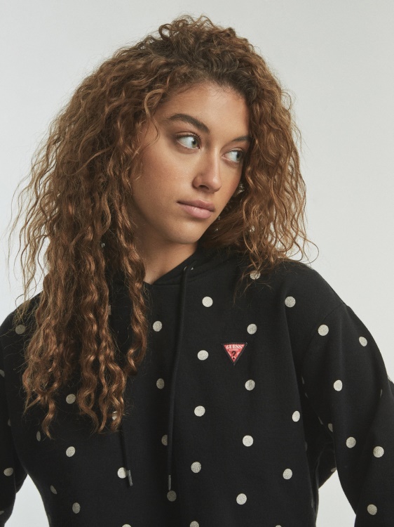 суитшърт Guess Polkadot, черен мулти