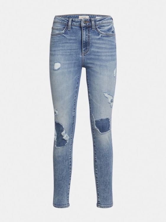 кръпка с тесни дънкови панталони Guess Blue