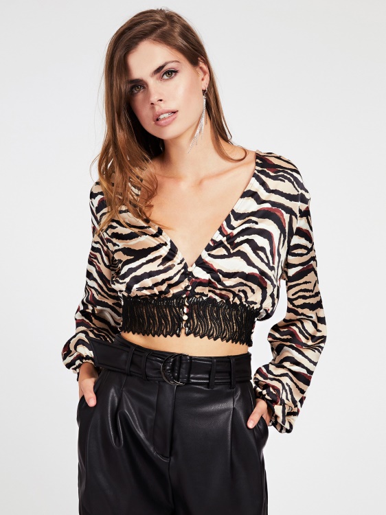 дантелена вложка Crop Top Guess Animalier