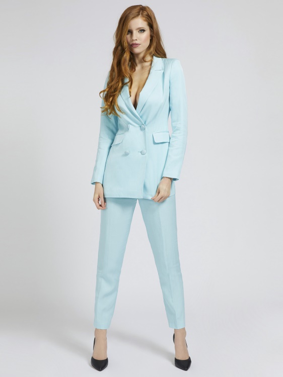 Marciano панталон от ленена смес Guess Blue