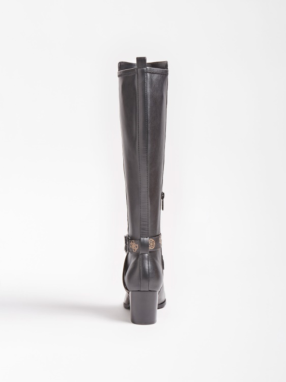 Guess черни ботуши Paxley от естествена кожа