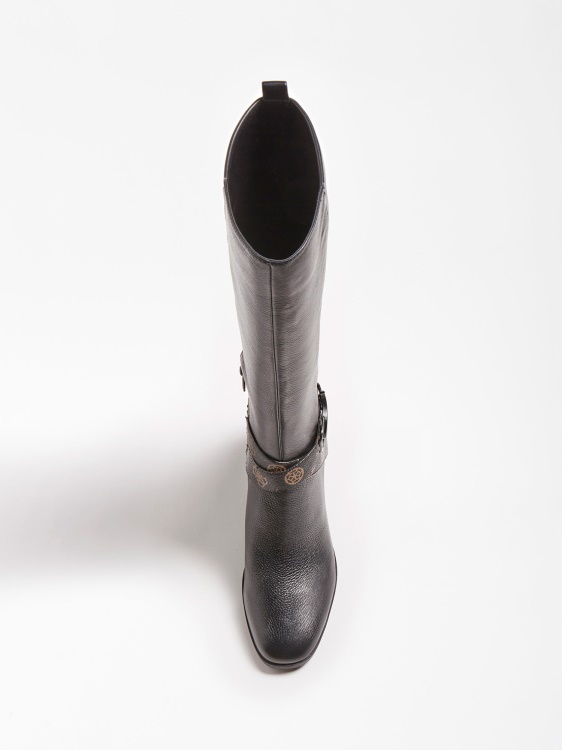 Guess черни ботуши Paxley от естествена кожа