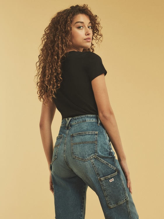 тениска с предни джобове Guess Black