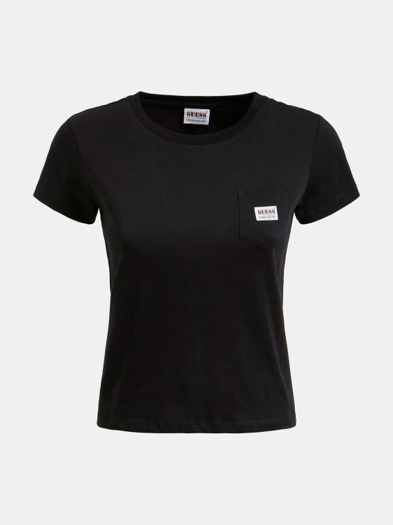 тениска с предни джобове Guess Black