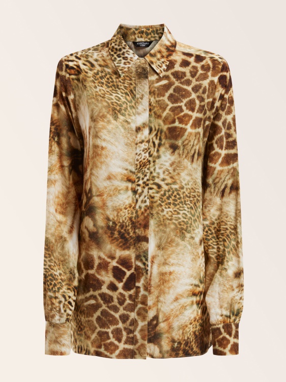 мултибежова тениска с принт Marciano Animalier Guess