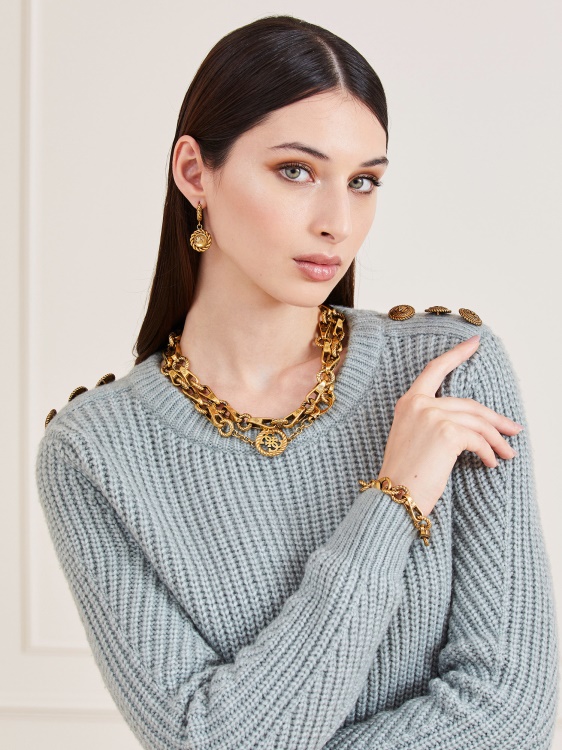 вълнен пуловер Marciano сив Guess
