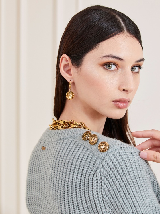 вълнен пуловер Marciano сив Guess