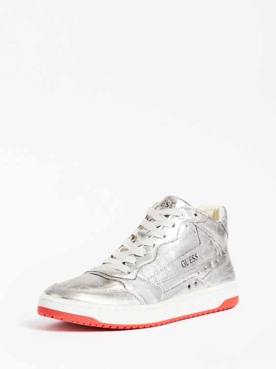 Pesaro ламинирани високи маратонки Guess Silver