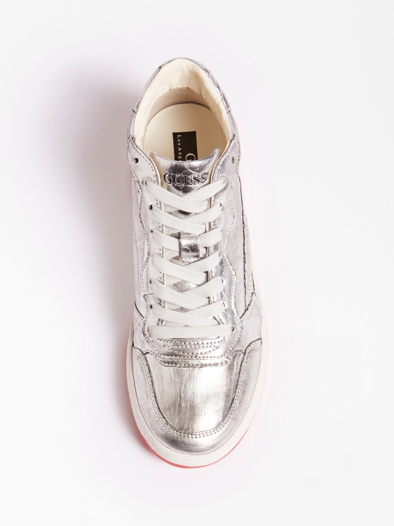 Pesaro ламинирани високи маратонки Guess Silver