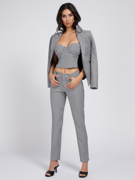 Guess White Multi Gingham Check Top