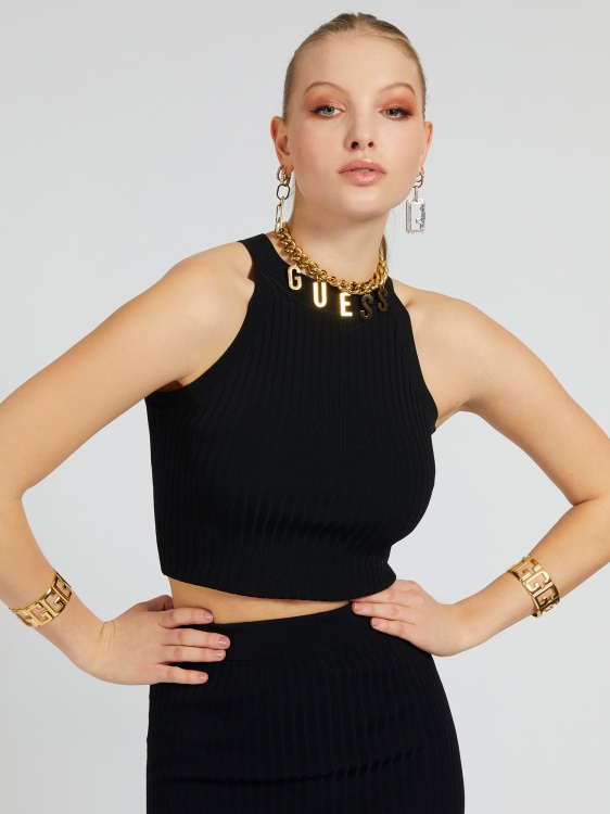 пуловер горна част черен Guess