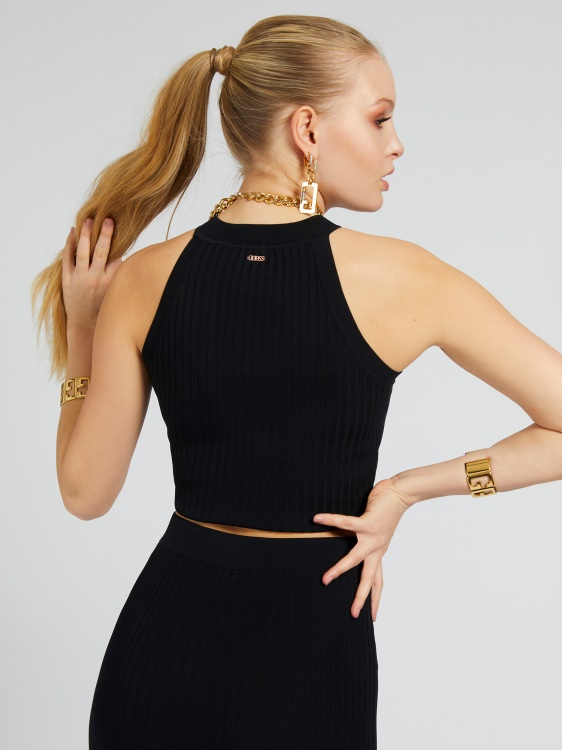 пуловер горна част черен Guess