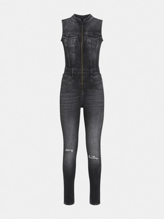сив дънков гащеризон със супер кльощава Guess