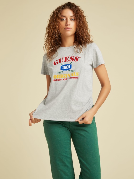 сива тениска с лого отпред Guess