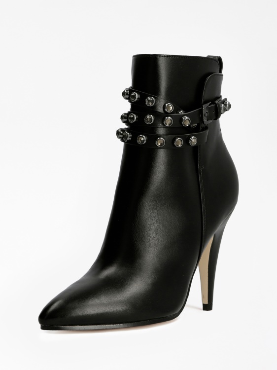 черна ботуша Guess Jessia от естествена кожа
