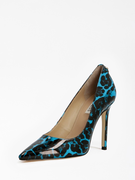 Gavi Patent Animalier Court Shoe Blue Guess