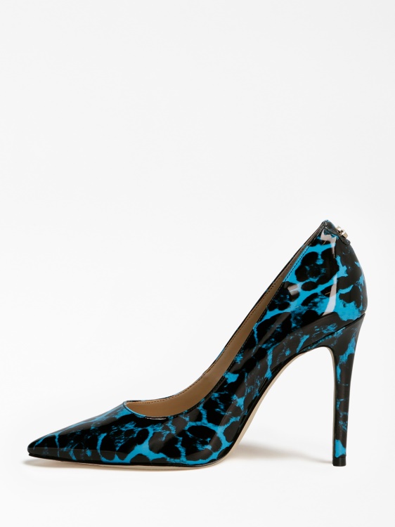 Gavi Patent Animalier Court Shoe Blue Guess