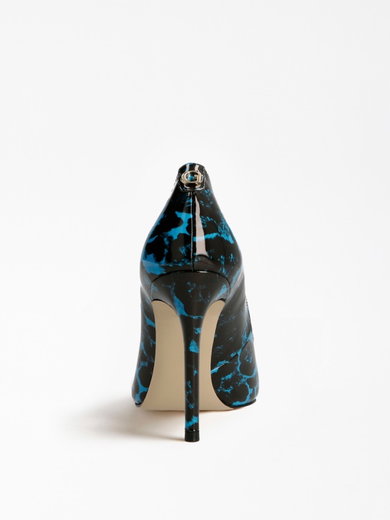 Gavi Patent Animalier Court Shoe Blue Guess
