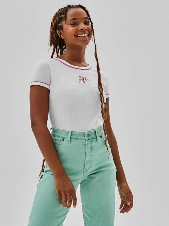 бяла тениска с предно лого Guess