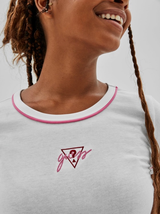 бяла тениска с предно лого Guess