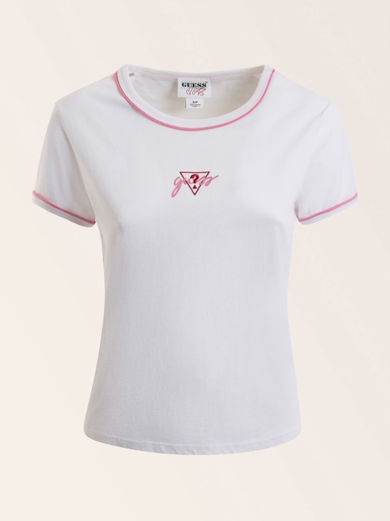 бяла тениска с предно лого Guess