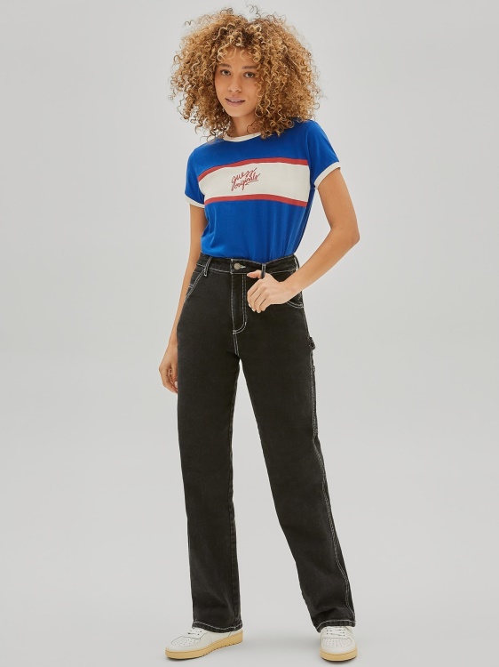 синя тениска с предно лого Guess